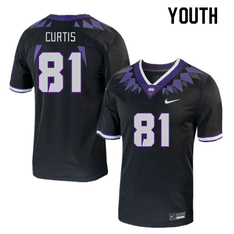 Youth #81 Chase Curtis TCU Horned Frogs 2023 College Footbal Jerseys Stitched-Black - Click Image to Close